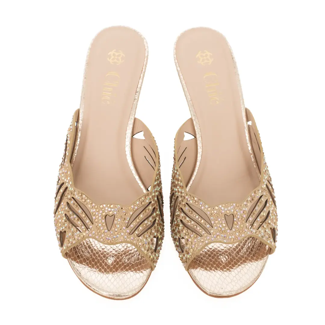 Chic Crystal Cutout Slipper
